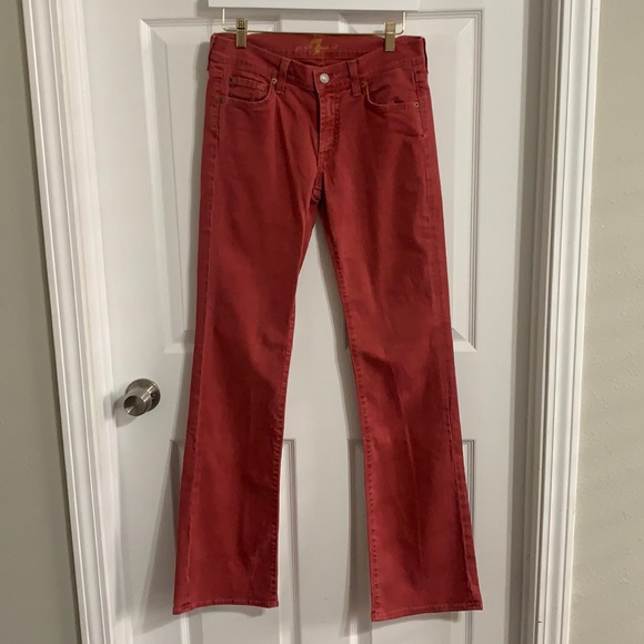 7 For All Mankind size 27 Rust Red Flare Jeans - Picture 2 of 6